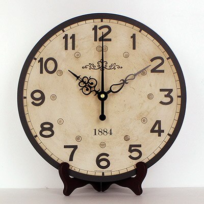 Okrągły zegar stołowy retro na podstawce