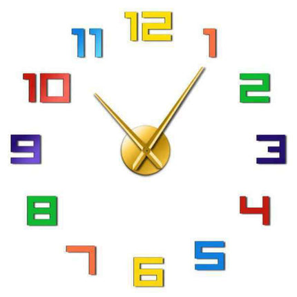 Tęczowy zegar ścienny naklejany 3D