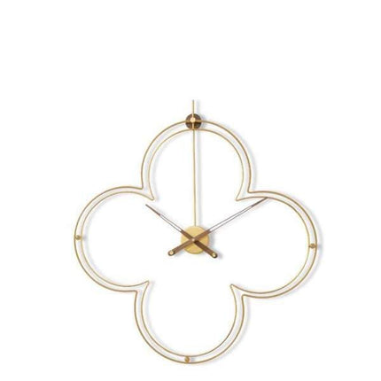 Złoty geometryczny zegar ścienny w kształcie koniczyny