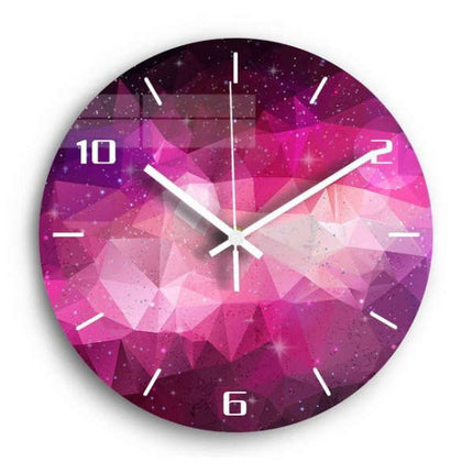 Szklany zegar ścienny cichy mechanizm galaktyka