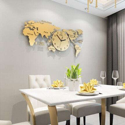 Czarny zegar ścienny naklejany mapa świata