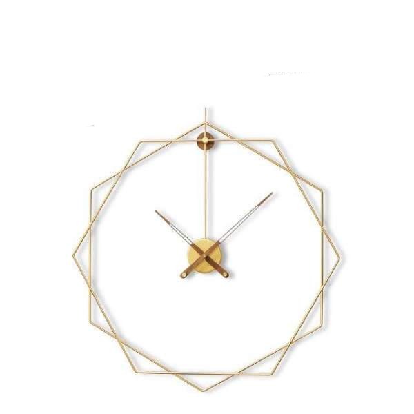 Złoty geometryczny zegar ścienny w kształcie koniczyny
