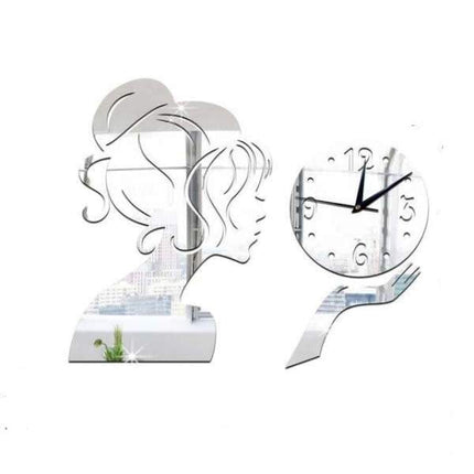 Zegar ścienny lustrzany 3D z profilem kobiety