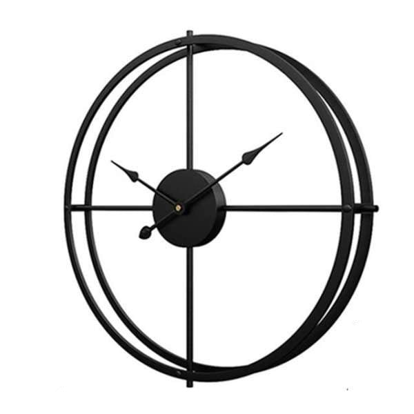 Czarny metalowy zegar ścienny styl skandynawski