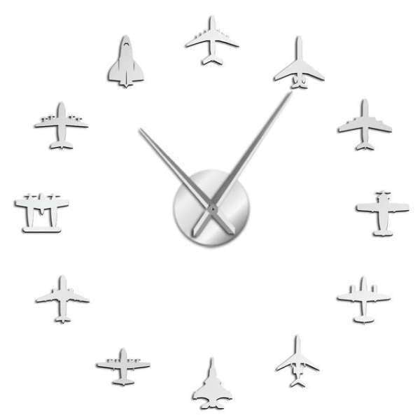 Zegar ścienny naklejany 3D z samolotami