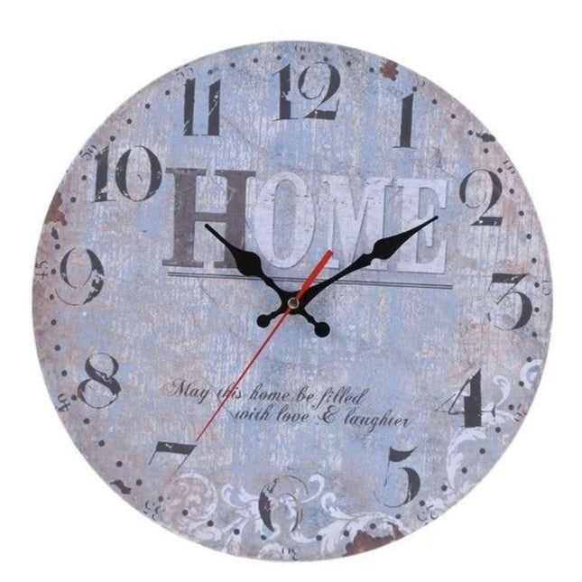 Szary drewniany zegar ścienny w stylu retro