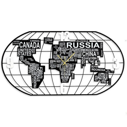 Duży zegar ścienny mapa świata LED