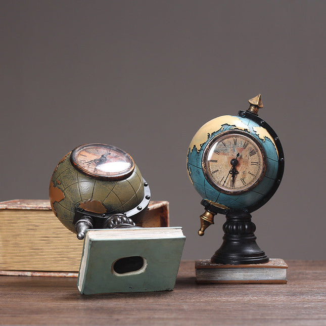 Zegar biurkowy globus w stylu vintage