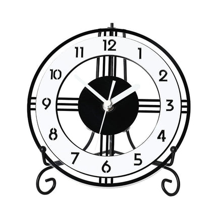 Nowoczesny zegar stołowy na metalowej podstawie