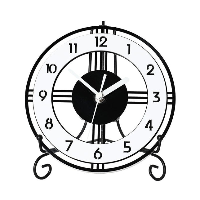 Nowoczesny zegar stołowy na metalowej podstawie