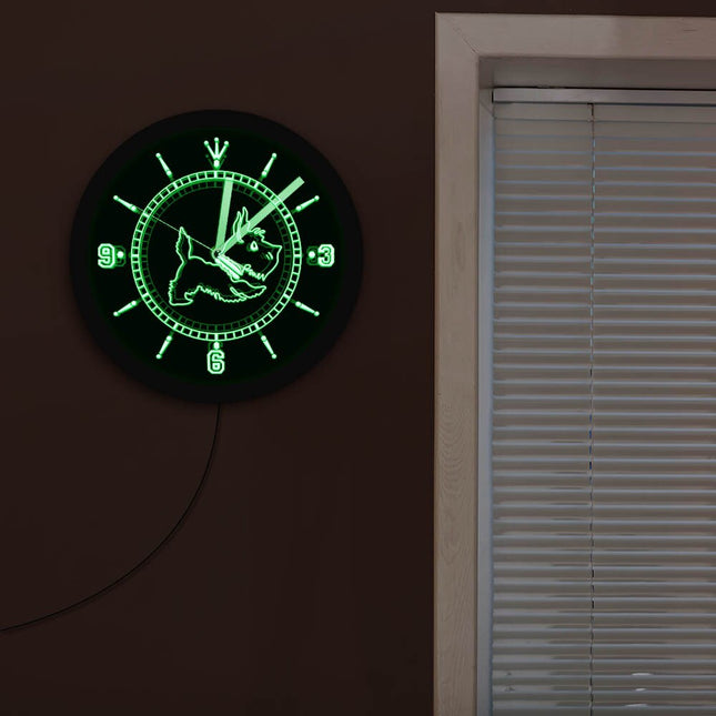 Zegar ścienny LED z psem terierem
