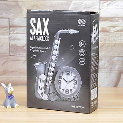 Zegar stołowy w kształcie saksofonu vintage