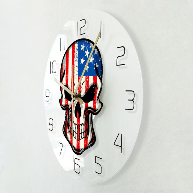 Zegar ścienny czaszka flaga USA