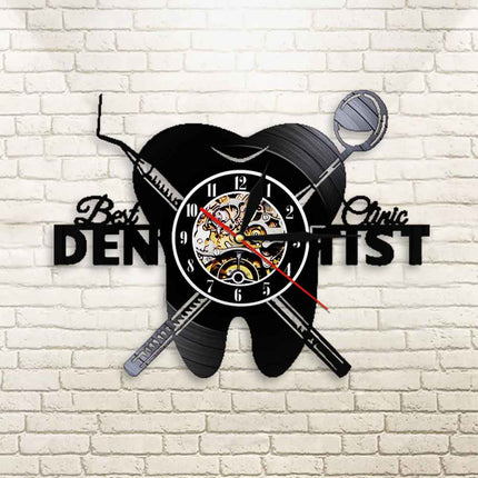 Zegar z płyty winylowej dla dentysty
