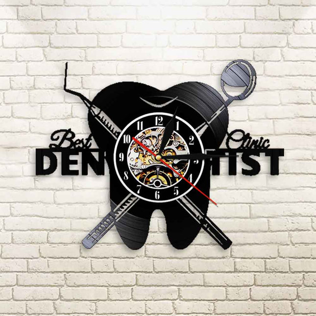 Zegar z płyty winylowej dla dentysty