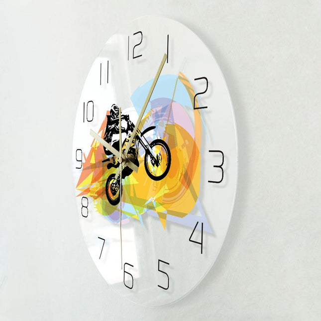 Zegar ścienny z motocyklem crossowym