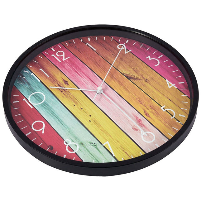 Kolorowy zegar ścienny imitacja desek