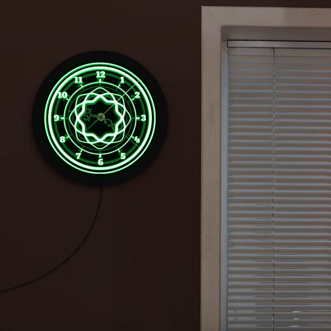 Geometryczny zegar ścienny z oświetleniem LED