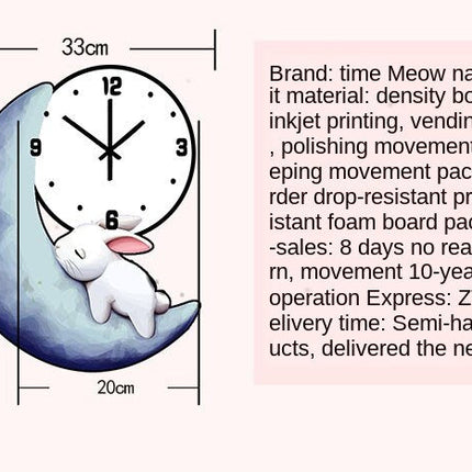Drewniany zegar dziecięcy z królikiem