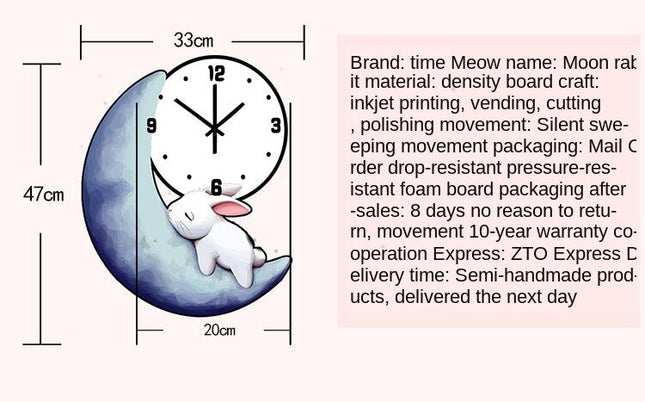 Drewniany zegar dziecięcy z królikiem