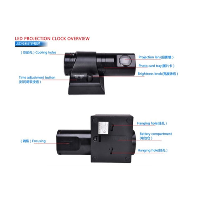 Zegar projekcyjny wyświetlający godzinę na ścianie