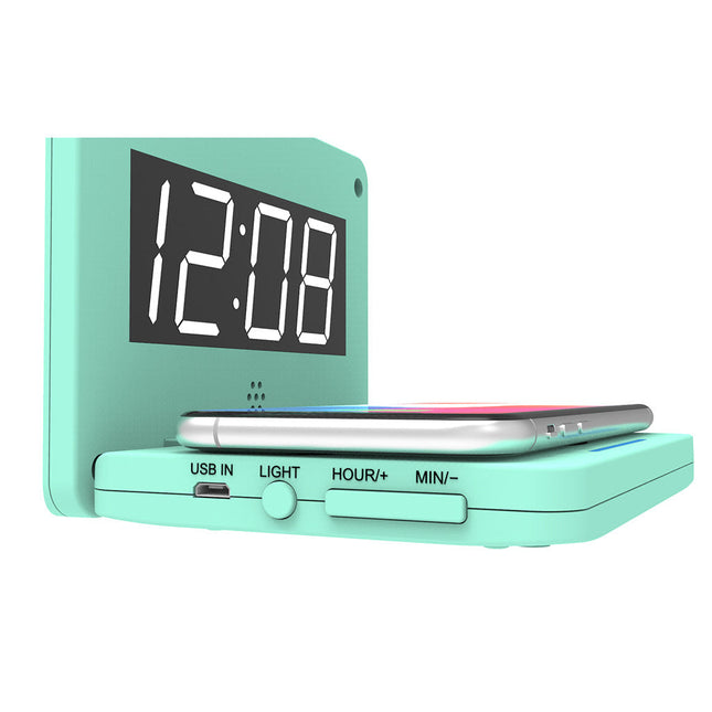 Budzik cyfrowy z bezprzewodową ładowarką QI