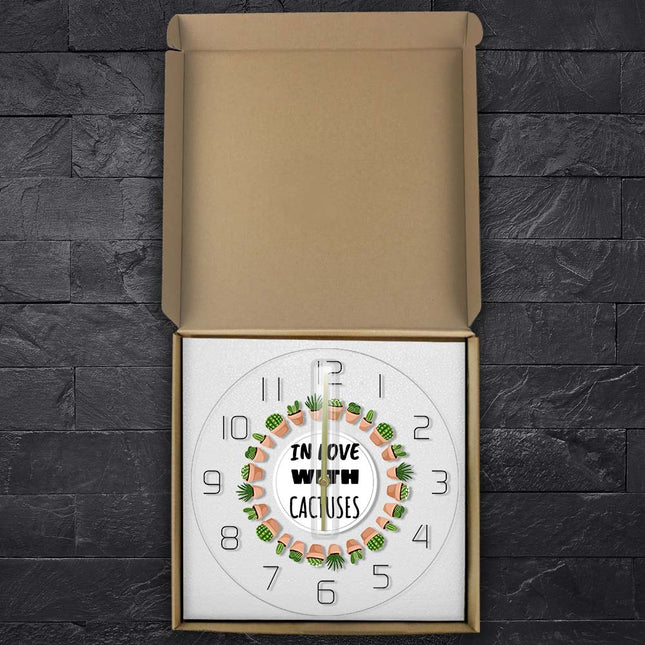 Okrągły zegar ścienny w kaktusy