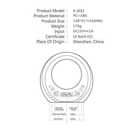 Futurystyczny budzik z lampką nocną księżyc