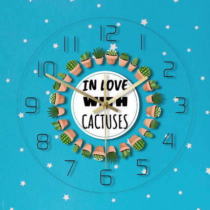 Okrągły zegar ścienny w kaktusy