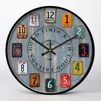 Zegar ścienny retro Tablice Rejestracyjne