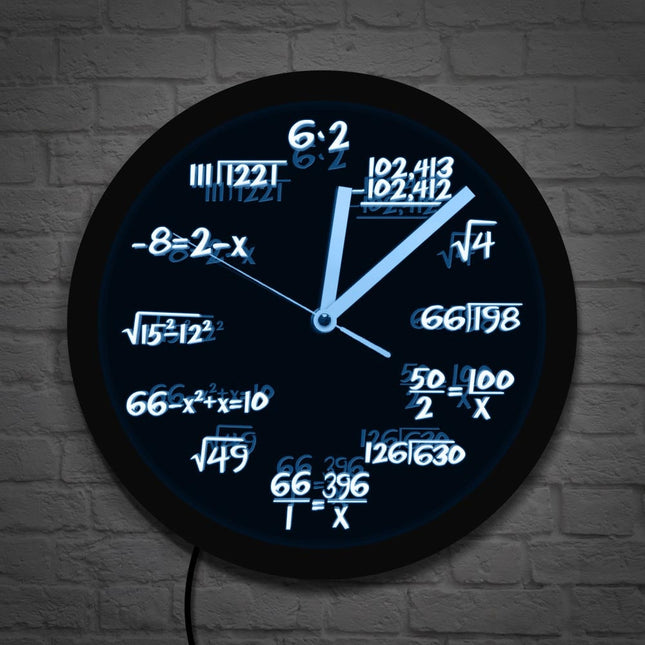 Zegar ścienny LED z wzorami matematycznymi