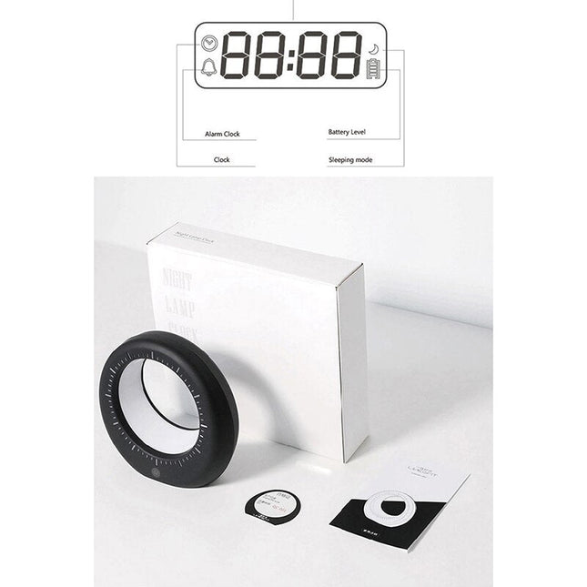 Futurystyczny budzik z lampką nocną księżyc