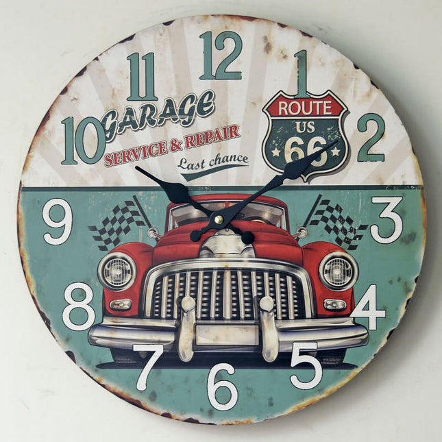 Zegar ścienny vintage z motywem Route 66