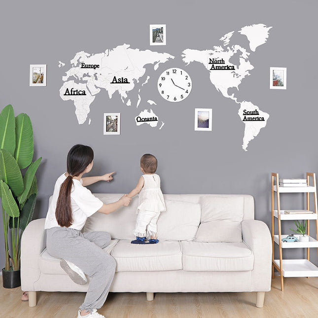 Zegar ścienny naklejka 3D mapa świata