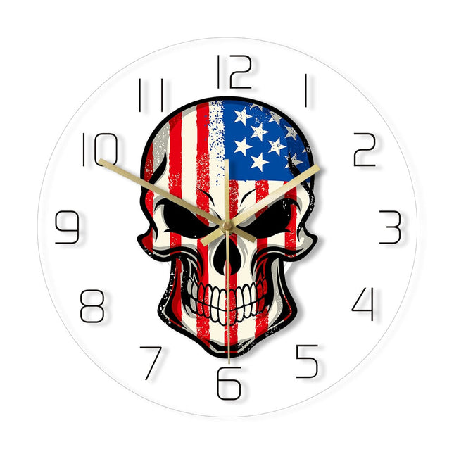 Zegar ścienny czaszka flaga USA