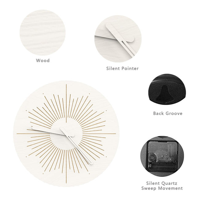 Ozdobny zegar ścienny w kształcie słońca