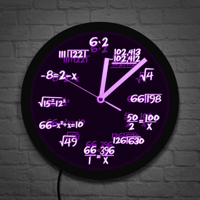 Zegar ścienny LED z wzorami matematycznymi