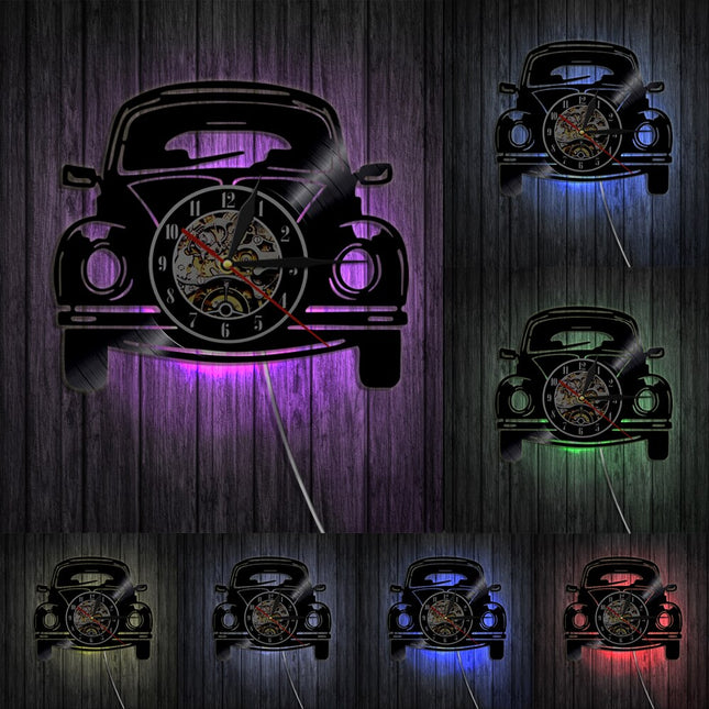 Zegar winylowy z samochodem VW Garbus