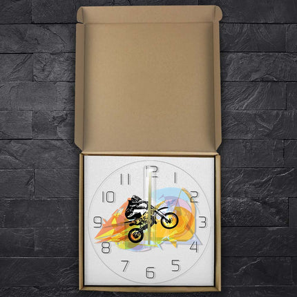 Zegar ścienny z motocyklem crossowym