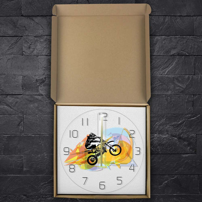 Zegar ścienny z motocyklem crossowym