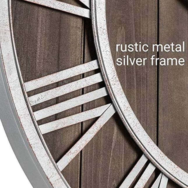 Duży zegar industrialny drewno i metal