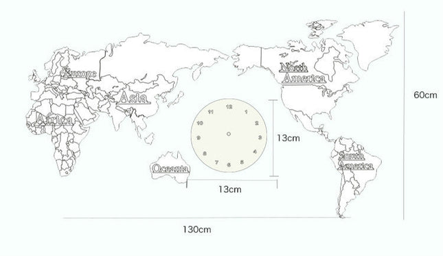 Duży zegar ścienny mapa świata 3D