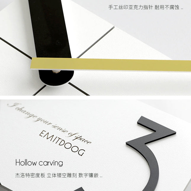 Nowoczesny prostokątny zegar ścienny z drewna