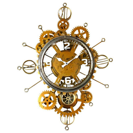 Zegar ścienny w stylu steampunk z zębatkami