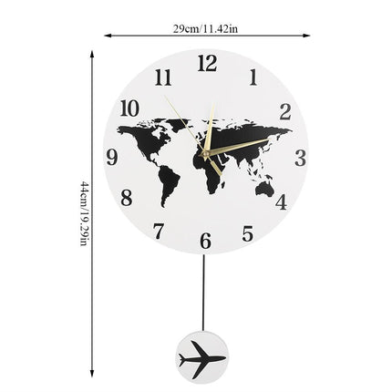 Zegar ścienny mapa świata z wahadłem