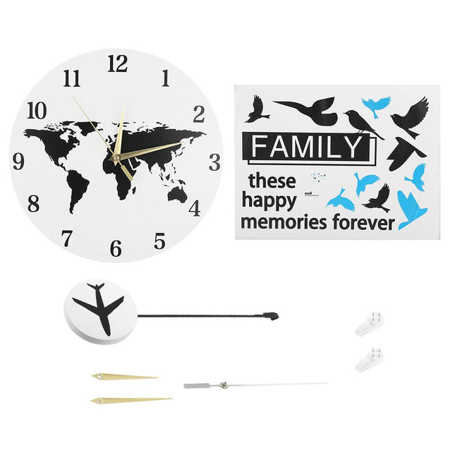 Zegar ścienny mapa świata z wahadłem