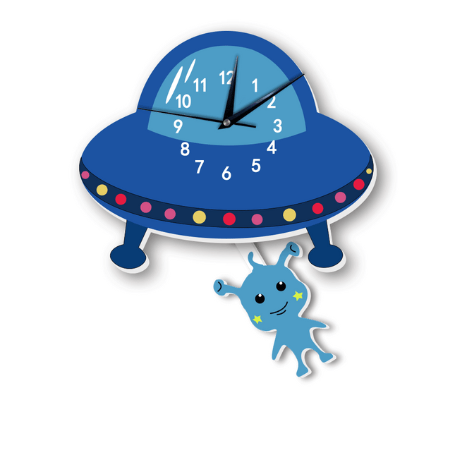 Dziecięcy zegar ścienny UFO z kosmitą