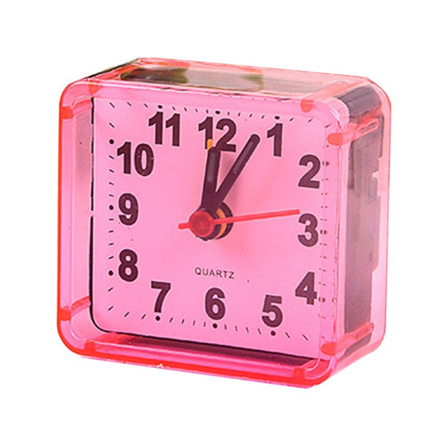 Mały kwadratowy budzik podróżny na baterie