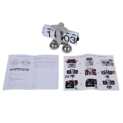 Stalowy zegar klapkowy na biurko vintage