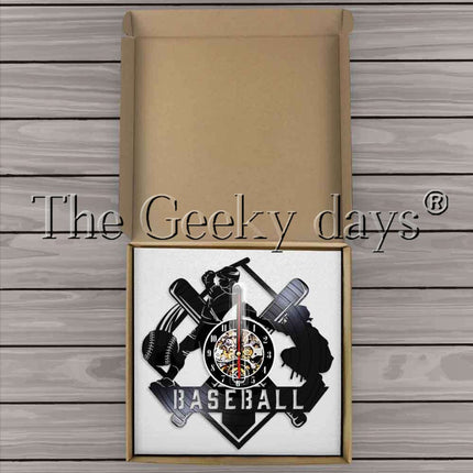 Zegar z płyty winylowej dla fana baseballu